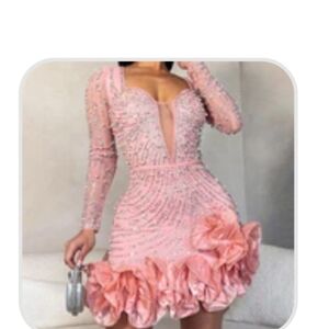 Elegant Pink Beaded Dress